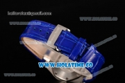 Audemars Piguet Royal Oak Lady Swiss Quartz Steel Case with Blue Leather Strap Blue Dial and Stick Markers