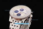 Breitling Navitimer Chronograph Swiss Valjoux 7750 Movement White Dial with Black Subdials and Stick Marker-SS Strap