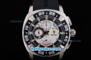 Ferrari Working Chronograph with Black Graduated Bezel and White Dial-Small Calendar and Rubber Strap