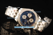 Breitling Chronomat Evolution Chronograph Swiss Valjoux 7750 Automatic Movement Full Steel with Diamond Bezel and Blue Dial