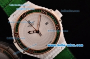 Hublot Big Bang Tutti Frutti Caviar Swiss ETA 2824 Automatic White Ceramic Case with Green Leather Strap and Diamond/Rose Gold Bezel - 1:1 Original