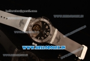 Hublot Big Bang Tourbillon Movement Steel Case All Diamonds with Black Diamonds Dial and Black Rubber Strap