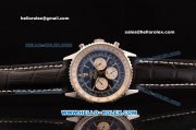 Breitling Navitimer Automatic Movement Silver Case with Black Dial and Stick Marker-Leather Strap and Small Calendar