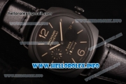 Panerai PAM 384 Radiomir Black Seal Clone P.3000 Manual Winding Real Ceramic Case with Black Dial Leather Strap and Stick/Arabic Numeral Markers (KW)