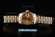 Rolex Datejust Oyster Perpetual Swiss ETA 2671 Automatic Movement Two Tone with Gold Dial and Diamond Markers - Lady Size