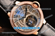 Cartier Ballon Bleu Tourbillon Seagull ST80 Tourbillon Manual Winding Rose Gold Case with Grey Dial and Diamonds Bezel