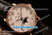 BlancPain Villeret Miyota 9015 Automatic Rose Gold Case with White Dial Arabic and Black Leather Strap (EF)