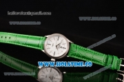 Rolex Cellini Time Asia 2813 Automatic Steel Case with White Dial Green Leather Strap and Stick/Roman Numeral Markers