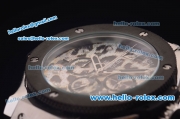 Hublot Big Bang Diamond Bezel Chronograph Quartz Steel Case with PVD Bezel and Leopard Dial-Leopard Rubber Strap