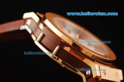 Hublot Big Bang King Swiss Quartz Movement Rose Gold Case with White Dial and Brown Rubber Strap