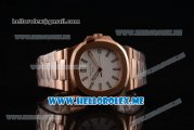 Patek Philippe Nautilus Miyota 9015 Automatic 18K Rose Gold Case/Bracelet with White Dial and Stick Markers (BP)