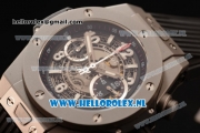 Hublot Big Bang Unico Chrono Swiss Valjoux 7750 Automatic Steel Case with Skeleton Dial and Black Rubber Strap Steel Bezel - 1:1 Original