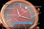Rolex Cellini Time Asia 2813 Automatic Rose Gold Case with Black/Red Dial and Stick Markers