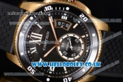 Cartier Calibre de Cartier Diver Asia ST16 Automatic Yellow Gold Case with Black Dial Roman Markers and Black Rubber Strap