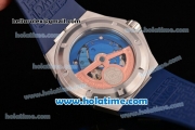 IWC Ingenieur Asia ST Automatic Steel Case with Blue Rubber Strap Stick Markers and Blue Dial
