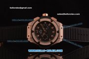 Hublot King Power Swiss Valjoux 7750 Automatic Rose Gold/Diamond Case with Black Dial and Black Rubber Strap