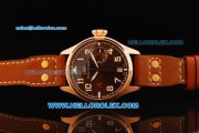 IWC Big Pilot 7 Days Swiss Valjoux 7750 Automatic Movement Power Reserve Rose Gold Case with Brown Dial and White Arabic Numerals