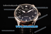 IWC Portugieser Hand-Wound Asia 6497 Manual Winding Steel Case with Black Dial and White Markers