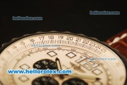 Breitling Chronospace Chronograph Quartz Steel Case and White Dial-Brwon Leather Strap