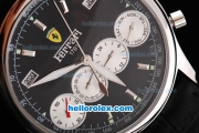 Ferrari Classic Automatic Movement Steel Case with Silver Stick Markers-Black Dial and Black Leather Strap
