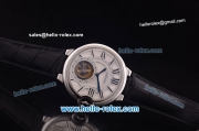 Cartier ballon bleu de Swiss Tourbillon Manual Winding Steel Case with White Dial and Black Leather Strap