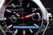 Tag Heuer Aquaracer Calibre 5 Match Timer Premier League Special Edition Miyota Quartz Steel Case with Black Dial and Black Leather Strap Stick Markers