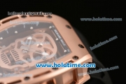 Richard Mille RM52-01 AN CA-CE Swiss ETA 2671 Automatic Rose Gold Case with Black Rubber Bracelet White Markers and Skeleton Dial - 1:1 Original