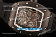 Richard Mille RM 055 Bubba Watson Tourbillon Manual Winding PVD Case with Skeleton Dial Black Rubber Strap and White Inner Bezel