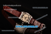 IWC Da-Vinci Chrono Miyota Quartz Steel Case with Brown Leather Strap and White Dial