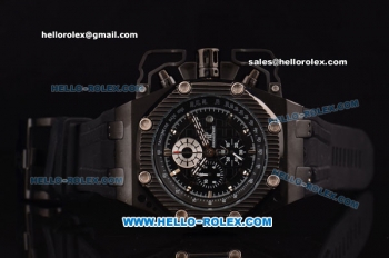 Audemars Piguet Survivor Chrono Japanese Miyota OS10 Quartz PVD Case with Black Rubber Strap and Black Dial