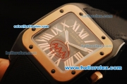 Cartier Santos 100 Swiss ETA 2824 Automatic Movement PVD Case with Rose Gold Bezel and Black Dial - 1:1 Original