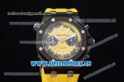 Audemars Piguet Royal Oak Offshore Diver Chronograph Clone AP Calibre 3126 Automatic PVD Case Yellow Dial Yellow Rubber Strap and Stick Markers (EF)