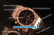 Audemars Piguet Royal Oak Chrono Rose Gold Case With Black Dial Clone AP3126 Automatic Black Leather