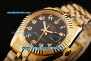 Rolex Datejust Oyster Perpetual Automatic Movement Full Gold with Black Dial and Arabic Numerals