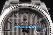 Rolex Day-Date Clone Rolex 3255 Automatic Stainless Steel Case/Bracelet with Silver Dial and White Stick Markers