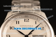 Longines Master Swiss ETA 2824 Automatic Steel Case with White Dial and Steel Bracelet