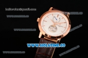 Vacheron Constantin Patrimony Tourbillon Swiss ETA 2824 Automatic Rose Gold Case with Stick Markers Brown Leather Strap and White Dial