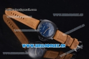 Panerai Luminor 1950 3 Days GMT Asia ST25 Automatic PVD Case with Blue Dial Arabic Numeral Markers and Brown Leather Strap