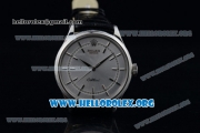 Rolex Cellini Clone Rolex 3132 Automatic Steel Case with Silver Dial Black Leather Strap - (BP)