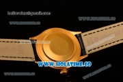 Rolex Cellini Time Asia 2813 Automatic Yellow Gold Case White Dial Black Leather Strap and Stick/Roman Numeral Markers