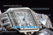 Cartier Santos 100 Japanese Miyota Quartz Steel Case with White Dial Roman Numberal Markers and Steel Bracelet