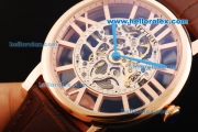 Cartier Rotonde De Cartier Skeleton Automatic Movement Rose Gold Case with Rose Gold Markers and Brown Leather Strap