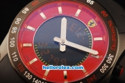 Ferrari Lap Time Chronograph Quartz Movement PVD Case with Red/Black Dial and Black Rubber Strap