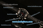 Tag Heuer Carrera Automatic Steel Case with PVD Bezel and Black Dial-Black Leather Strap