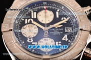 Breitling Avenger Seawolf Miyota Quartz Steel Case with Black Dial and Black Leather Strap - White Arabic Numeral Markers