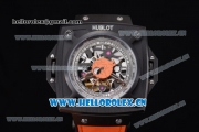 Hublot Masterpiece MP 08 Antikythera Sunmoon Asia 2813 Automatic PVD Case Skeleton Dial Orange Leather Strap and White Markers