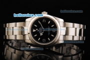 Rolex Explorer Automatic Movement Steel Case with Black Dial and Stick/Numeral Marker-SS Strap