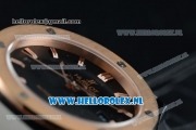 Hublot Classic Fusion Miyota 9015 Automatic Rose Gold Case with Black Dial Stick Markers Rose Gold Bezel and Black Genuine Leather Strap