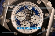 Audemars Piguet Rubens Barrichello Swiss Valjoux 7750 Automatic Steel Case with Blue Skeleton Dial PVD Bezel and Blue Leather Strap - 1:1 Original (JF)