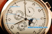 IWC Portuguese Grande Complication Automatic Movement Rose Gold Case with White Dial and Leather Strap